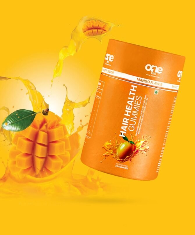 Mango Flavoured Natural Biotin Gummies with Vitamin C, E & Zinc