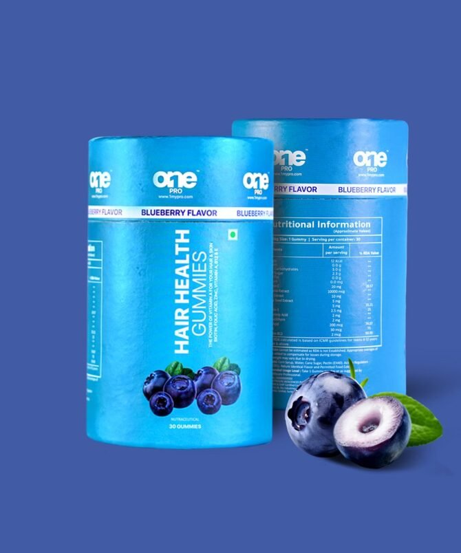 Blueberry Flavoured Natural Biotin Gummies with Vitamin C, E & Zinc - Image 2